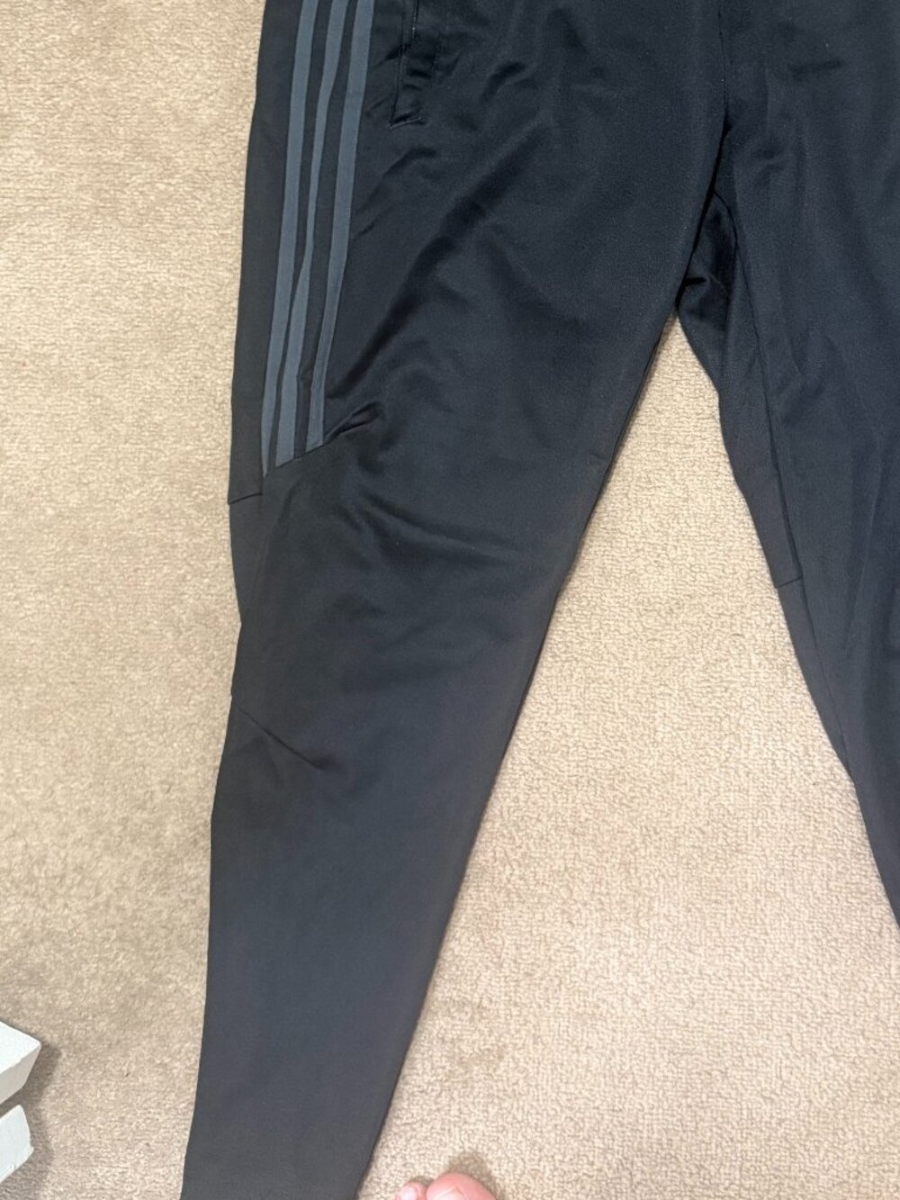 Adidas Men's Black Track Pants Gray 3-Stripes Zip Pockets Tapered Size M